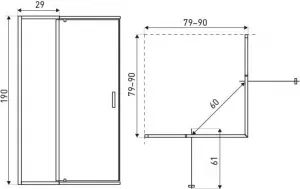 KERRA - Sprchovací kút Dunaj 2D 80-90x80-90 (bez vaničky) 5907548116420