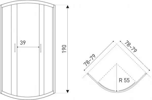 KERRA - Sprchová kabína Tiara 80x80 štvrťkruh s vaničkou 5907548112651