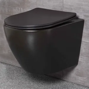 KERRA - Závesné WC Delos BLM so sedadlom (čierne polomatné) 5907548113238