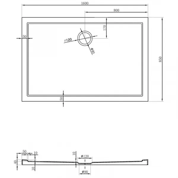 MEXEN - Flow sprchová vanička obdĺžniková slim 85 x 160, čierna mat 46R708516