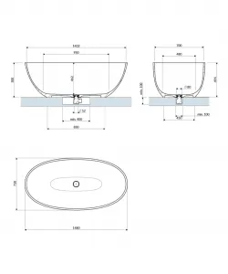 OMNIRES - SHELL M+ Voľne stojaca vaňa, 148 x 75 cm, béžová mat SHELL148WWDB