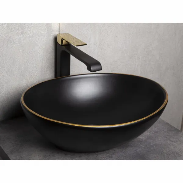 KERRA - Umývadlo na dosku KR-707 BL/G (čiernozlaté) 5907548117526