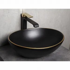 KERRA - Umývadlo na dosku KR-707 BL/G (čiernozlaté) 5907548117526