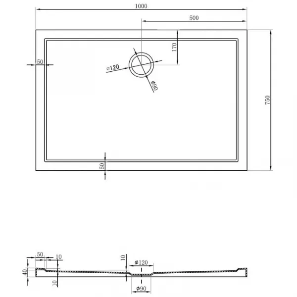 MEXEN - Flow sprchová vanička obdĺžniková slim 75 x 100, čierna mat 46R707510