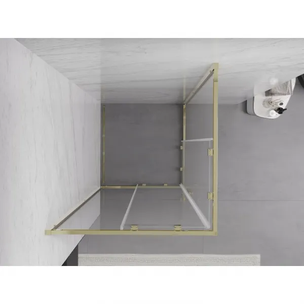 MEXEN - Exo štvorcový posuvný sprchovací kút 80 x 80, transparent, zlato 8111-080-080-50-00