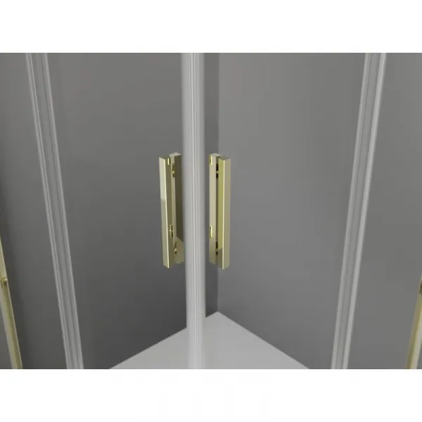 MEXEN - Exo štvorcový krídlový sprchovací kút 80 x 80, transparent, zlato 8110-080-080-50-00
