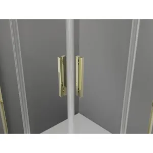 MEXEN - Exo štvorcový krídlový sprchovací kút 80 x 80, transparent, zlato 8110-080-080-50-00