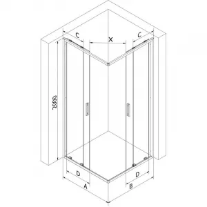 MEXEN - Exo štvorcový posuvný sprchovací kút 80 x 80, transparent, zlato 8111-080-080-50-00