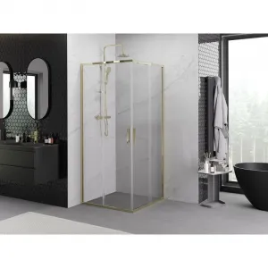 MEXEN - Exo štvorcový posuvný sprchovací kút 80 x 80, transparent, zlato 8111-080-080-50-00
