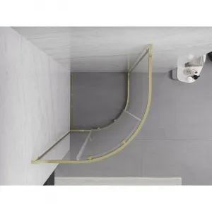MEXEN - Exo štvrťkruhový posuvný sprchovací kút 80 x 80, transparent, zlato 8131-080-080-50-00