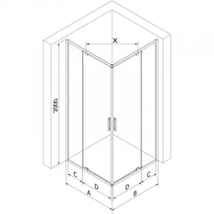 MEXEN - Exo štvorcový krídlový sprchovací kút 80 x 80, transparent, zlato 8110-080-080-50-00