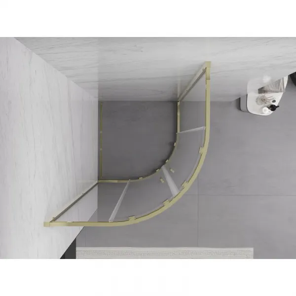 MEXEN - Exo štvrťkruhový posuvný sprchovací kút 100 x 100, transparent, zlato 8132-100-100-50-00