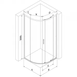 MEXEN - Exo štvrťkruhový posuvný sprchovací kút 80 x 80, transparent, zlato 8131-080-080-50-00
