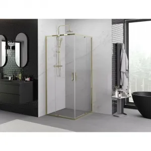 MEXEN - Exo štvorcový krídlový sprchovací kút 80 x 80, transparent, zlato 8110-080-080-50-00