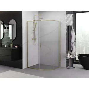 MEXEN - Exo štvrťkruhový posuvný sprchovací kút 100 x 80, transparent, zlato 8131-100-080-50-00