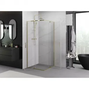 MEXEN - Exo štvorcový krídlový sprchovací kút 80 x 80, transparent, zlato 8110-080-080-50-00