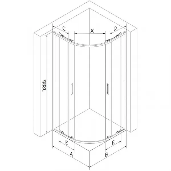 Mexen Exo štvrťkruhový posuvný sprchovací kút 90 x 80, transparent, zlato 8132-090-080-50-00