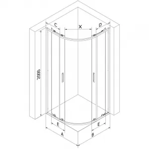 Mexen Exo štvrťkruhový posuvný sprchovací kút 90 x 80, transparent, zlato 8132-090-080-50-00