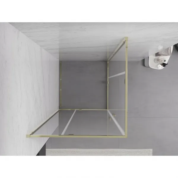 MEXEN - Exo štvorcový krídlový sprchovací kút 80 x 80, transparent, zlato 8110-080-080-50-00