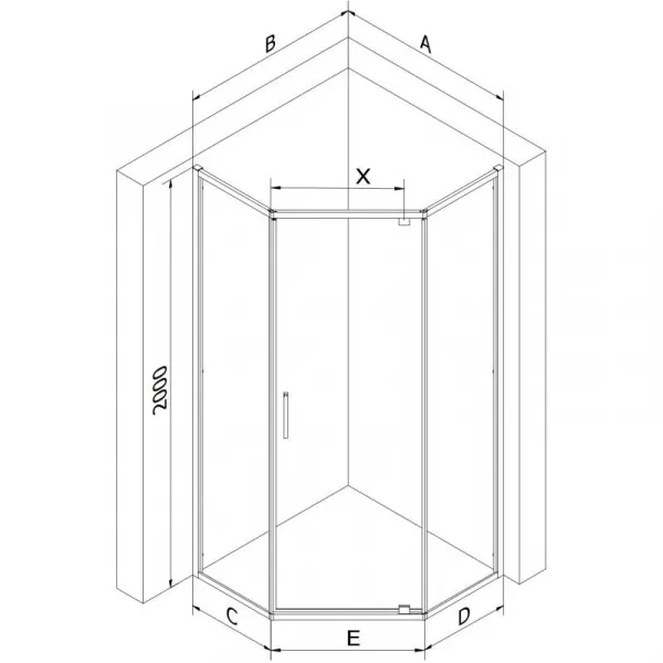 MEXEN - Exo sprchovací kút päťboký krídlový 80 x 80, transparent, zlato 812-080-080-50-00