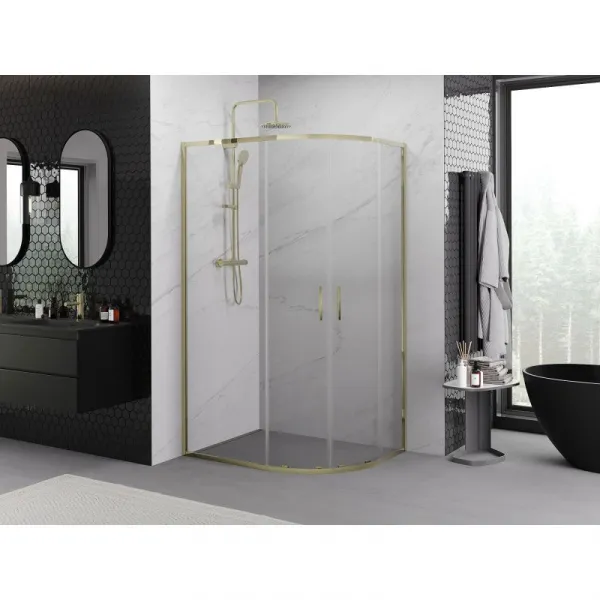 Mexen Exo štvrťkruhový posuvný sprchovací kút 90 x 80, transparent, zlato 8132-090-080-50-00
