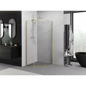 MEXEN - Exo sprchovací kút päťboký krídlový 80 x 80, transparent, zlato 812-080-080-50-00