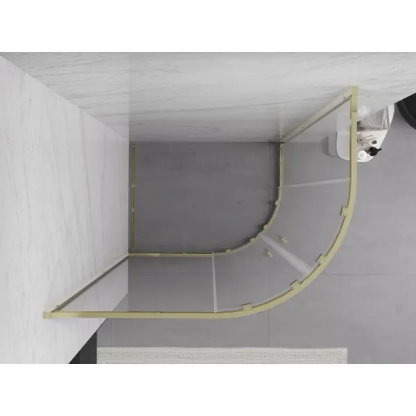 Mexen Exo štvrťkruhový posuvný sprchovací kút 90 x 80, transparent, zlato 8132-090-080-50-00