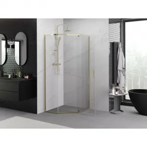 MEXEN - Exo sprchovací kút päťboký krídlový 80 x 80, transparent, zlato 812-080-080-50-00