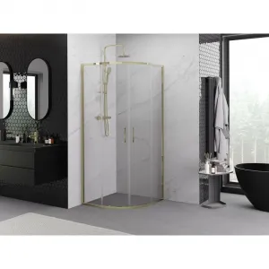 MEXEN - Exo štvrťkruhový posuvný sprchovací kút 100 x 100, transparent, zlato 8132-100-100-50-00