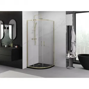 MEXEN - Exo štvrťkruhový posuvný sprchovací kút 100 x 100, transparent, zlato 8132-100-100-50-00