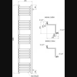 MEXEN - Loop vykurovací rebrík/radiátor 1600 x 375 mm, 837 W, biela W129-1600-350-00-20
