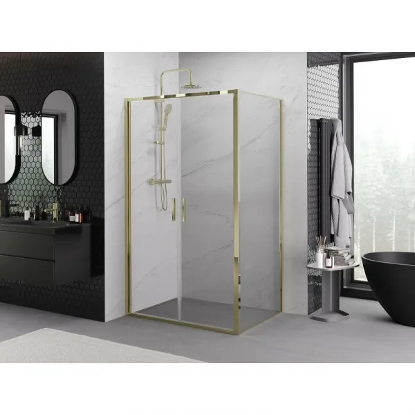MEXEN/S - Exo sprchovací kút dvere krídlové 70 x 80, transparent, zlato 814-070-080-50-00