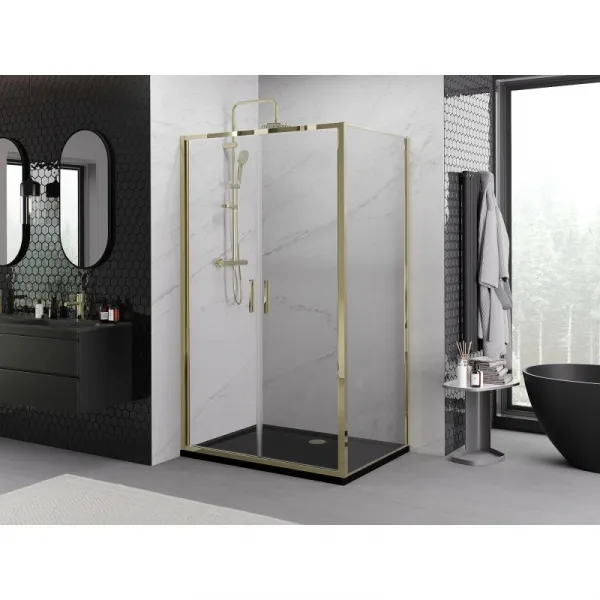 MEXEN/S - Exo sprchovací kút dvere krídlové 70 x 80, transparent, zlato 814-070-080-50-00