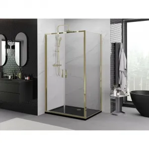 MEXEN/S - Exo sprchovací kút dvere krídlové 70 x 80, transparent, zlato 814-070-080-50-00