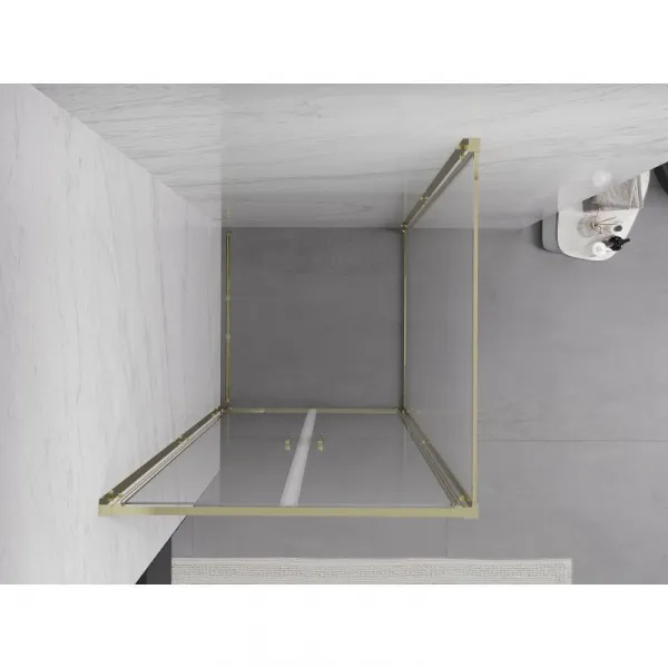 MEXEN/S - Exo sprchovací kút dvere krídlové 70 x 70, transparent, zlato 814-070-070-50-00