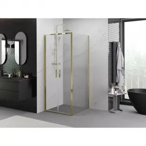 MEXEN/S - Exo sprchovací kút dvere krídlové 70 x 70, transparent, zlato 814-070-070-50-00