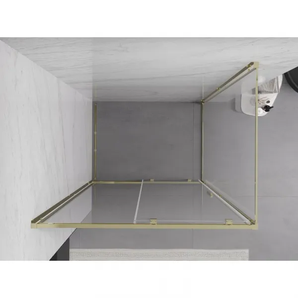 MEXEN/S - Exo sprchovací kút, posuvné dvere 155 x 100, transparent, zlato 8151-155-100-50-00