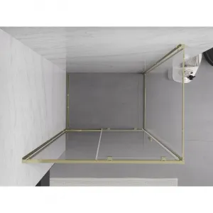 MEXEN/S - Exo sprchovací kút, posuvné dvere 155 x 100, transparent, zlato 8151-155-100-50-00