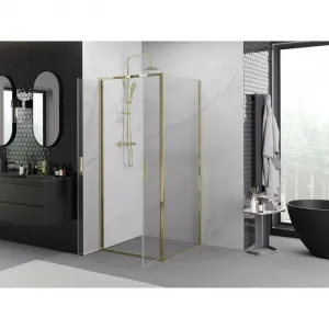 MEXEN/S - Exo sprchovací kút dvere krídlové 70 x 70, transparent, zlato 814-070-070-50-00