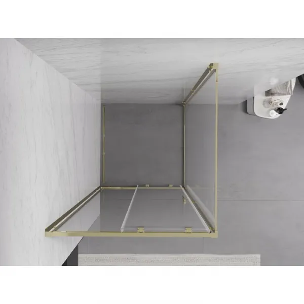 MEXEN/S - Exo sprchovací kút, posuvné dvere 95 x 95, transparent, zlato 8151-095-095-50-00