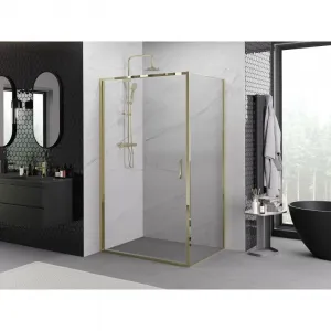 MEXEN/S - Exo sprchovací kút dvere krídlové 80 x 85, transparent, zlato 817-080-085-50-00