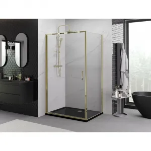 MEXEN/S - Exo sprchovací kút dvere krídlové 80 x 85, transparent, zlato 817-080-085-50-00