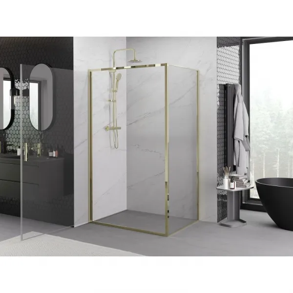 MEXEN/S - Exo sprchovací kút dvere krídlové 80 x 85, transparent, zlato 817-080-085-50-00