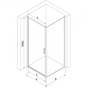 MEXEN/S - Exo sprchovací kút dvere krídlové 80 x 80, transparent, zlato 817-080-080-50-00