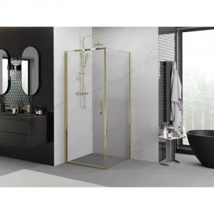 MEXEN/S - Exo sprchovací kút dvere krídlové 80 x 80, transparent, zlato 817-080-080-50-00