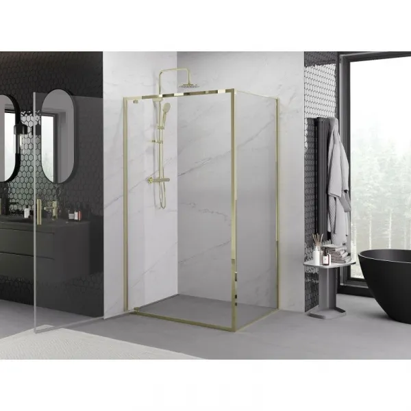 MEXEN/S - Exo sprchovací kút dvere krídlové 100 x 80, transparent, zlato 8181-100-080-50-00
