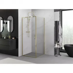 MEXEN/S - Exo sprchovací kút dvere krídlové 80 x 80, transparent, zlato 8181-080-080-50-00
