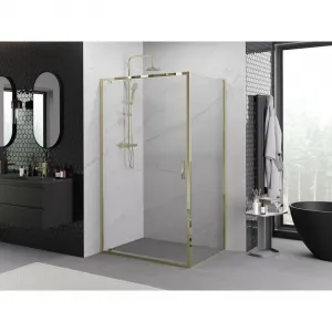 MEXEN/S - Exo sprchovací kút dvere krídlové 100 x 80, transparent, zlato 8181-100-080-50-00