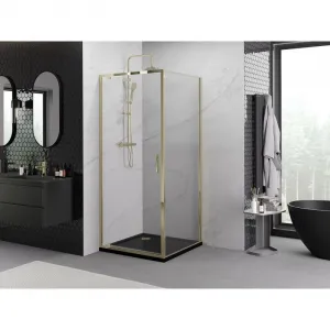 MEXEN/S - Exo sprchovací kút dvere krídlové 80 x 80, transparent, zlato 8181-080-080-50-00