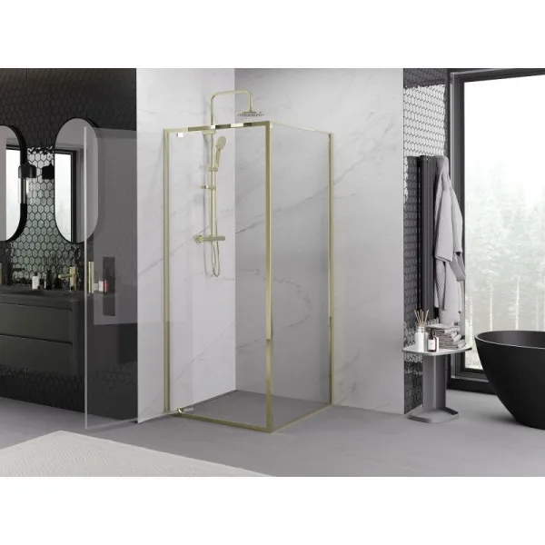 MEXEN/S - Exo sprchovací kút dvere krídlové 80 x 80, transparent, zlato 8181-080-080-50-00